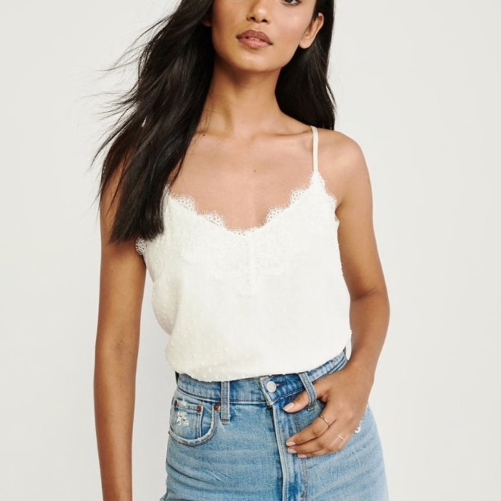Abercrombie & Fitch White Lace Trim Camisole